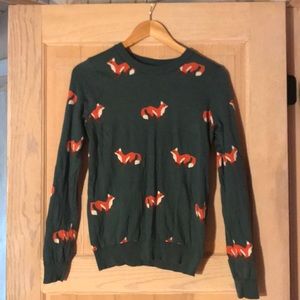 ModCloth Charm School Green Fox Sweater